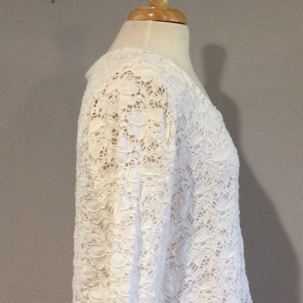 Cynthia Max White Lined Lace Overlay Blouse Size XL - Picture 6 of 16